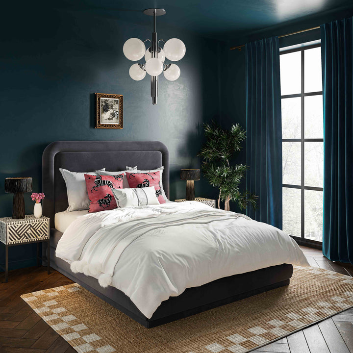 Celeste Dark Grey Velvet Bed-King