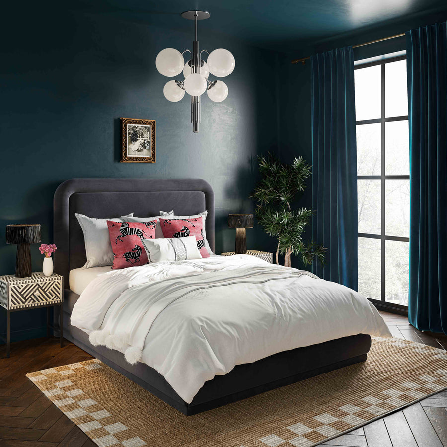 Celeste Dark Grey Velvet Bed-King