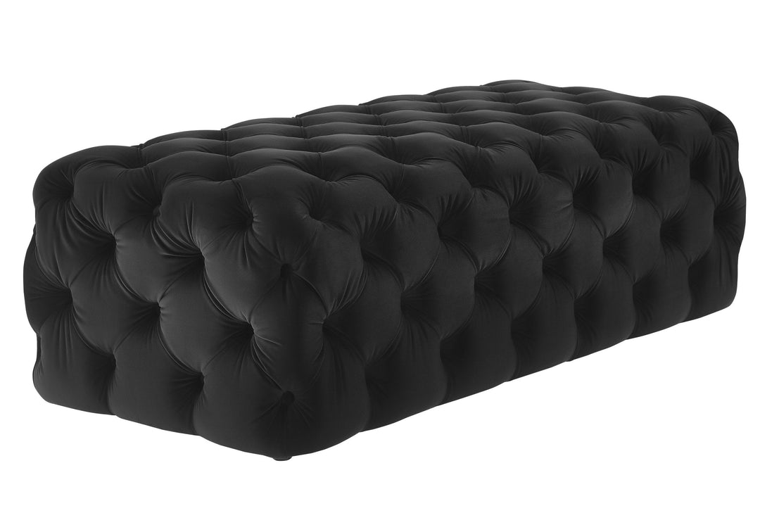Chloe Jumbo Black Velvet Ottoman