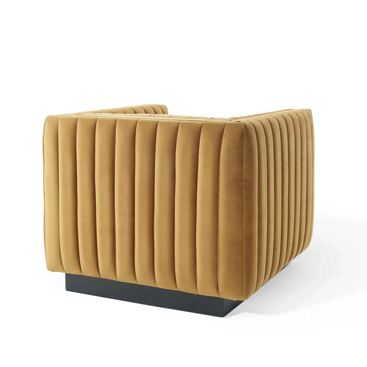 Journe Channel Tufted Velvet Armchair - Cognac