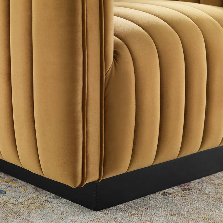 Journe Channel Tufted Velvet Armchair - Cognac