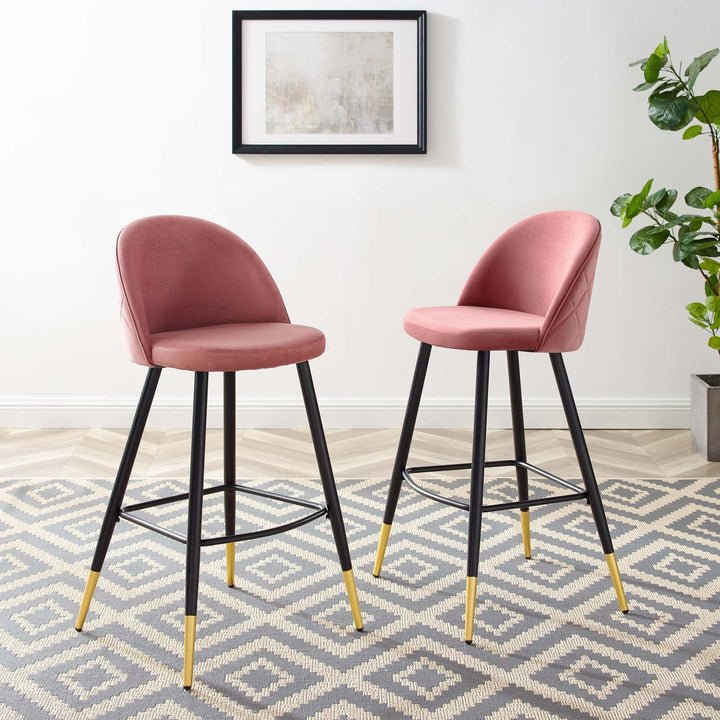 Rolica Performance Velvet Bar Stools - Set Of 2