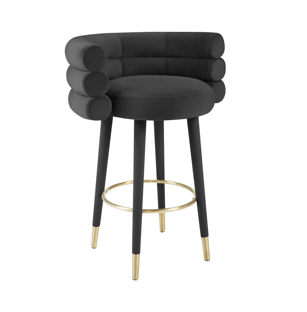 Elizabeth Black Velvet Bar Stool