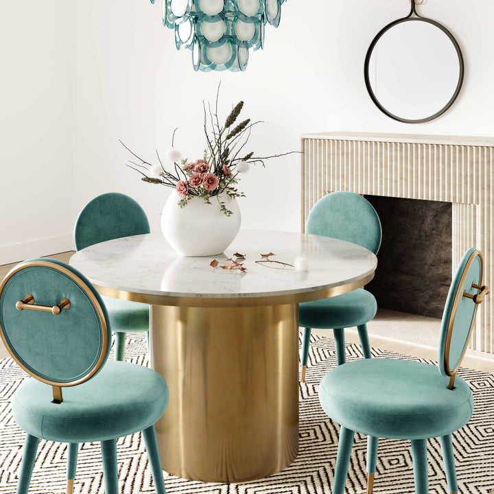 Ella Sea Blue Velvet Dining Chair