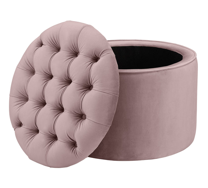 Empress Blush Velvet Storage Ottoman