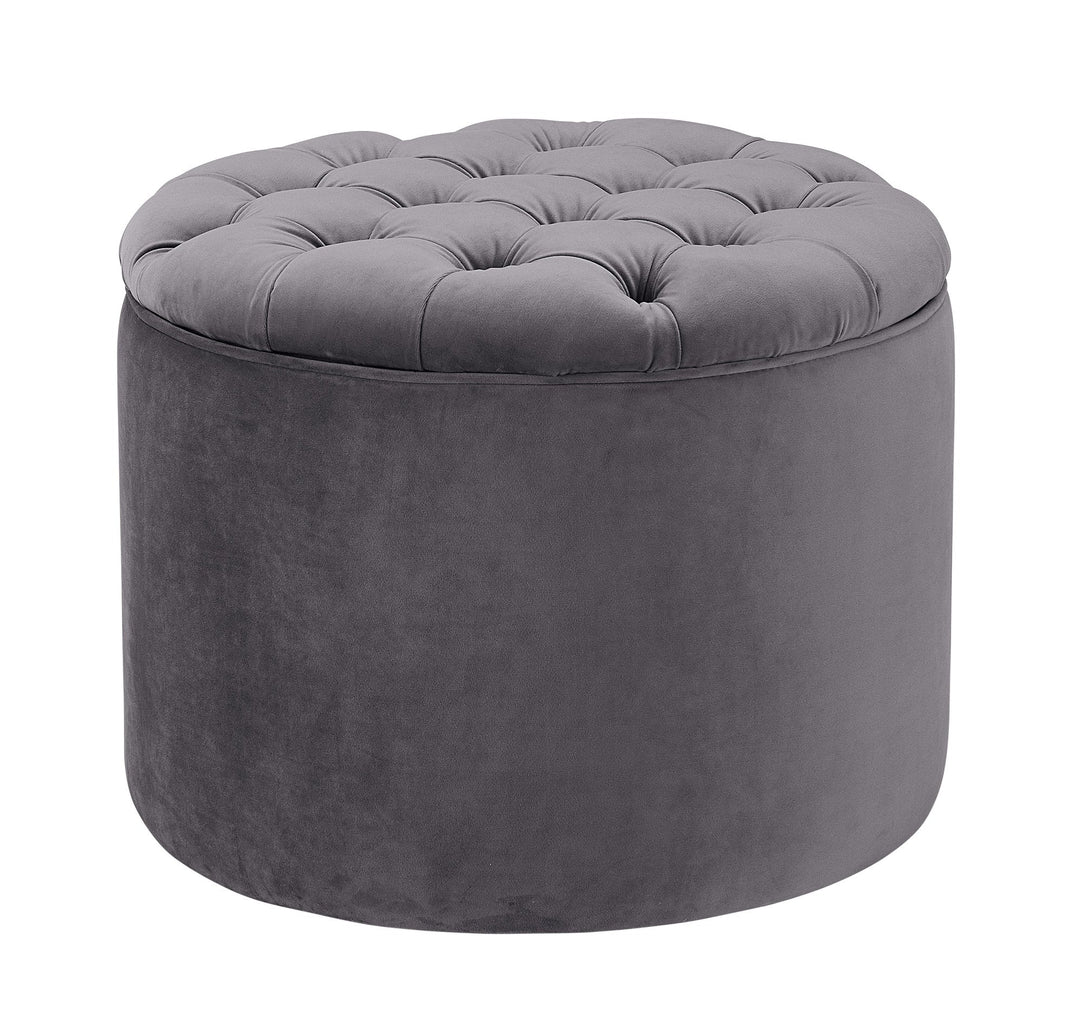 Empress Grey Velvet Storage Ottoman