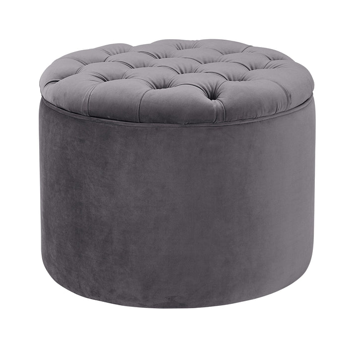 Empress Grey Velvet Storage Ottoman