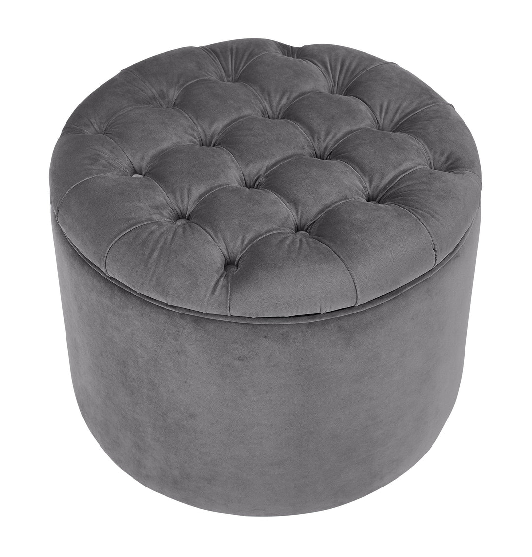Empress Grey Velvet Storage Ottoman