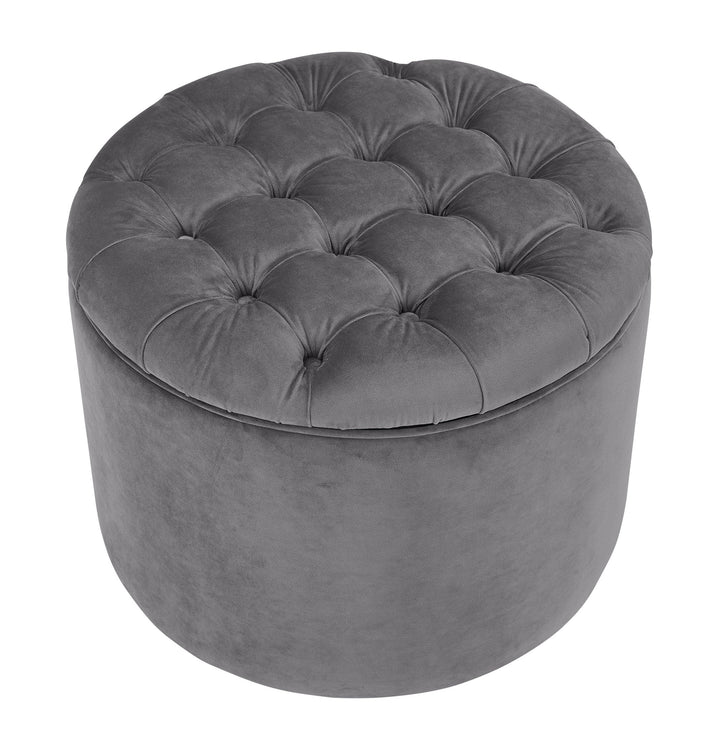 Empress Grey Velvet Storage Ottoman