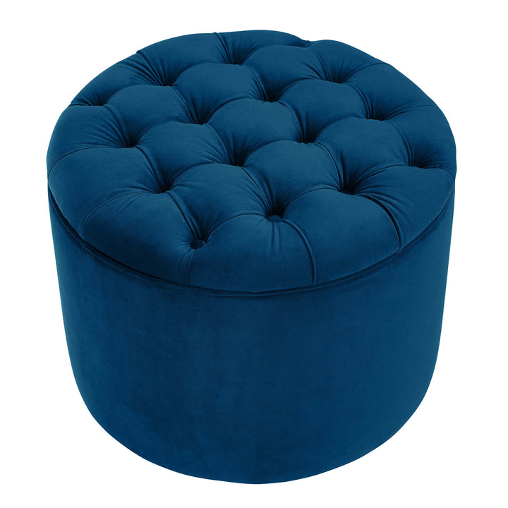 Empress Navy Velvet Storage Ottoman