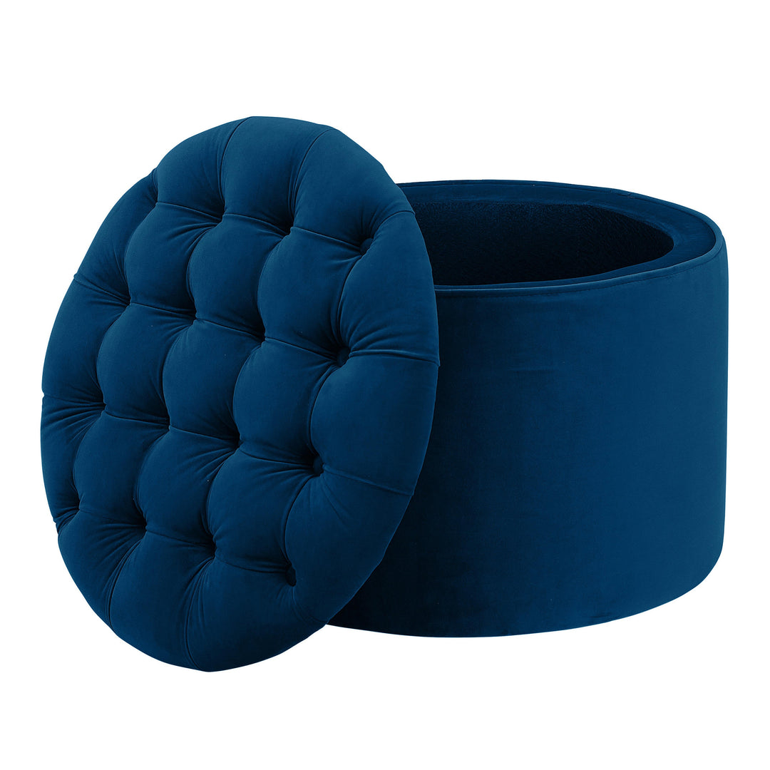 Empress Navy Velvet Storage Ottoman