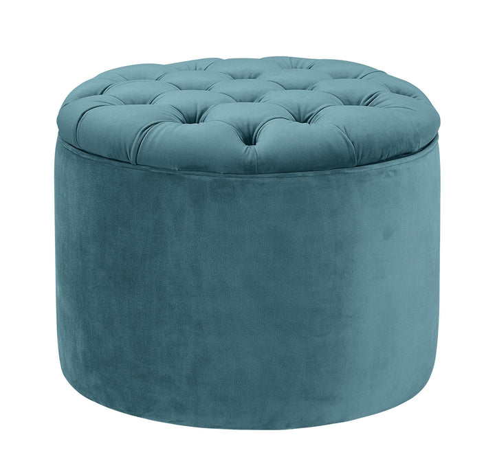 Empress Sea Blue Velvet Storage Ottoman