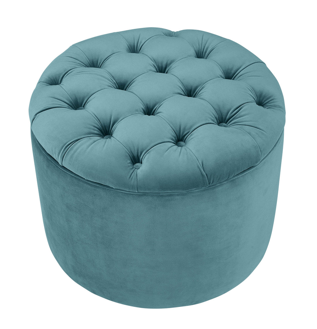 Empress Sea Blue Velvet Storage Ottoman