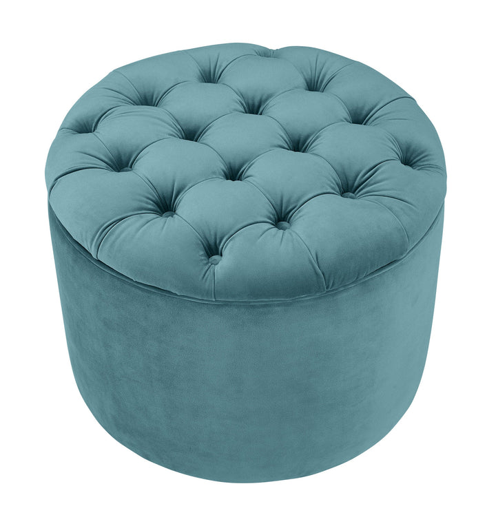 Empress Sea Blue Velvet Storage Ottoman