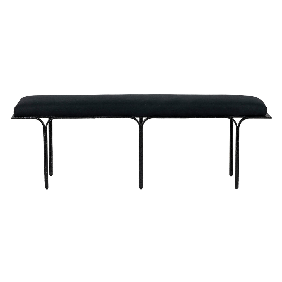 Flynn Black Linen Bench