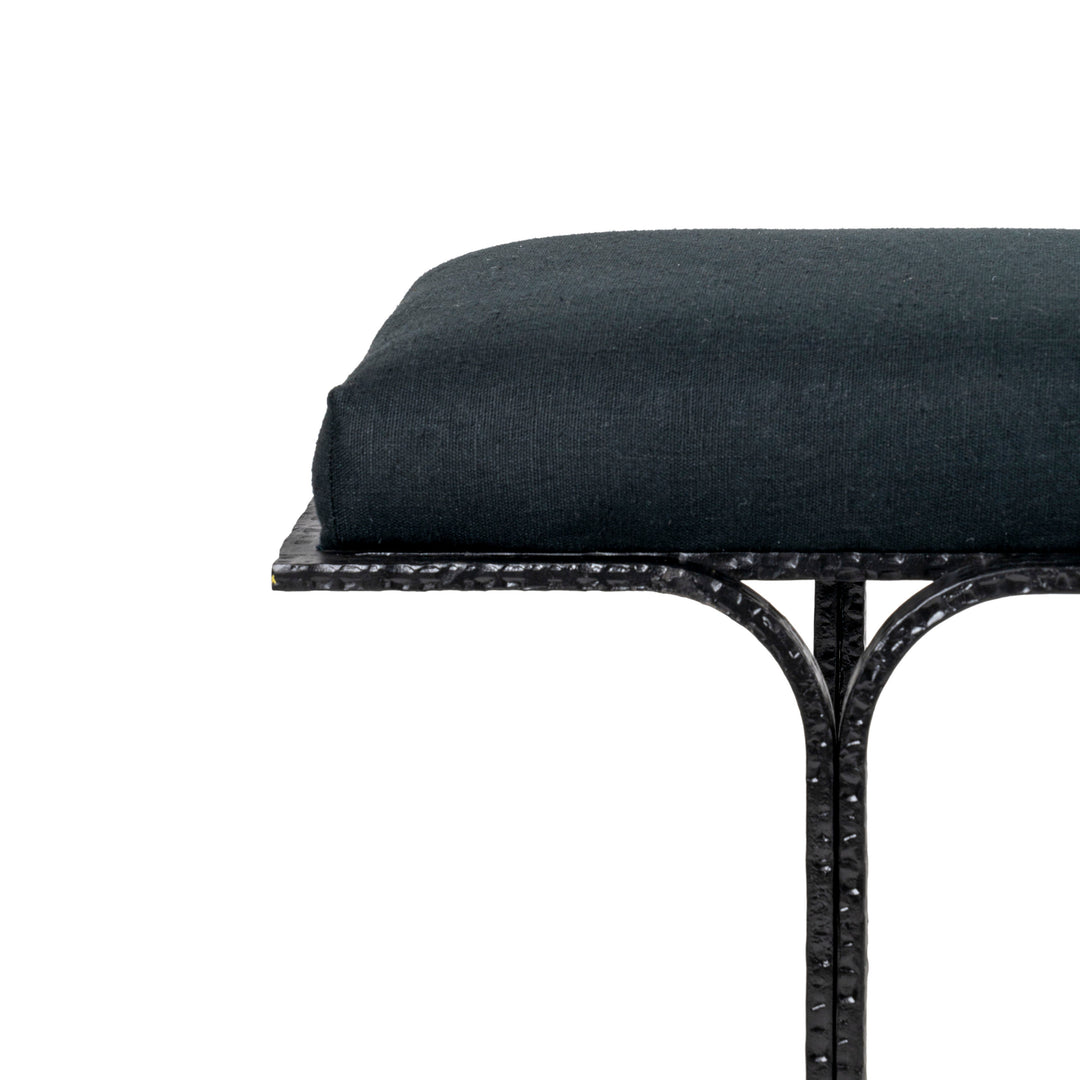 Flynn Black Linen Bench