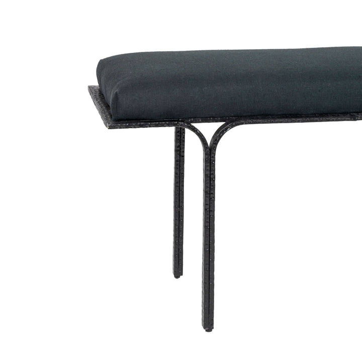 Flynn Black Linen Bench