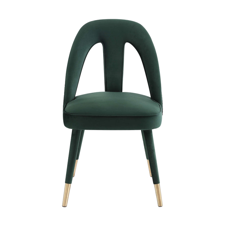 Graceful Forest Green Velvet Side Chair