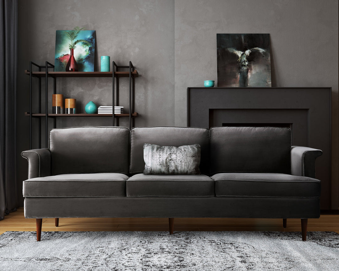 Harrison Grey Velvet Sofa