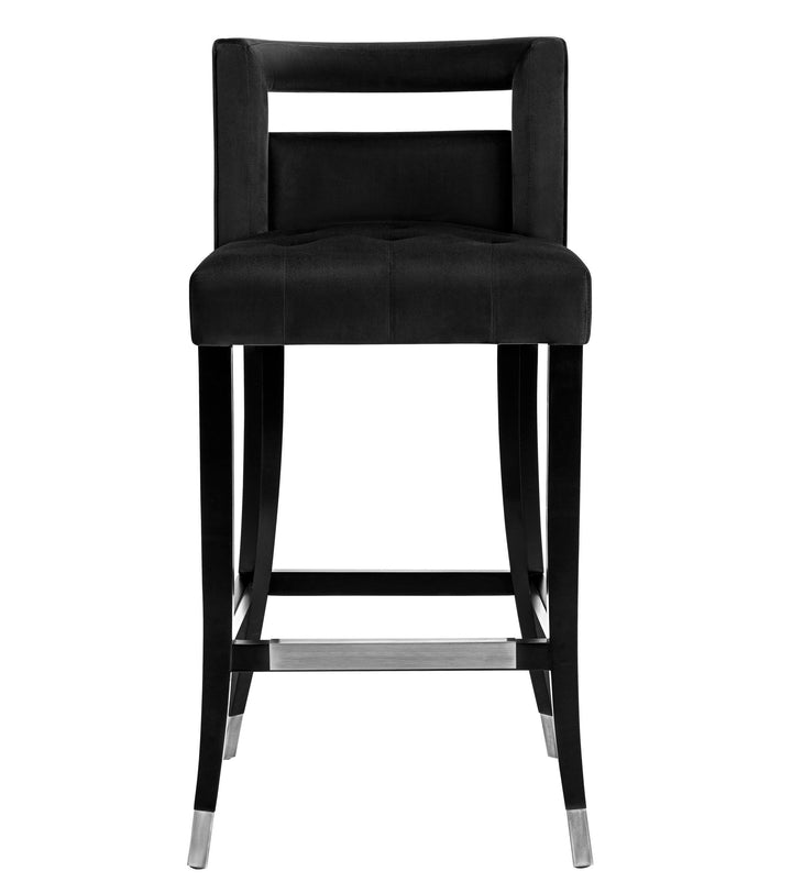 Heart Black Velvet Bar Stool