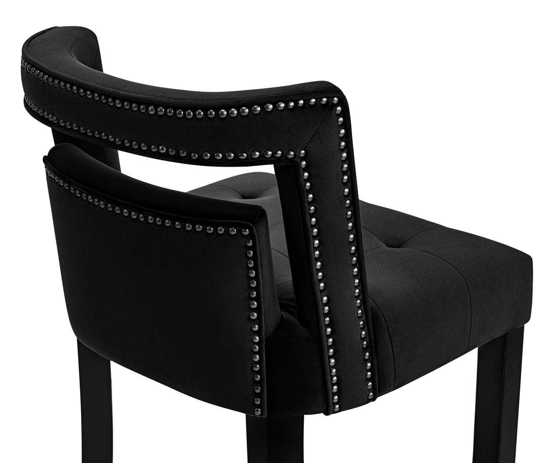 Heart Black Velvet Bar Stool
