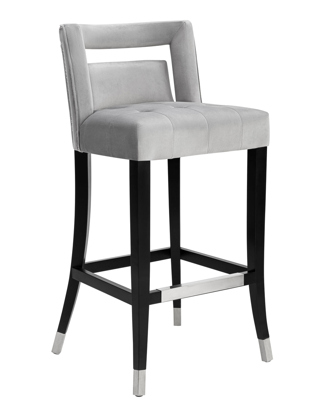 Heart Grey Velvet Bar Stool