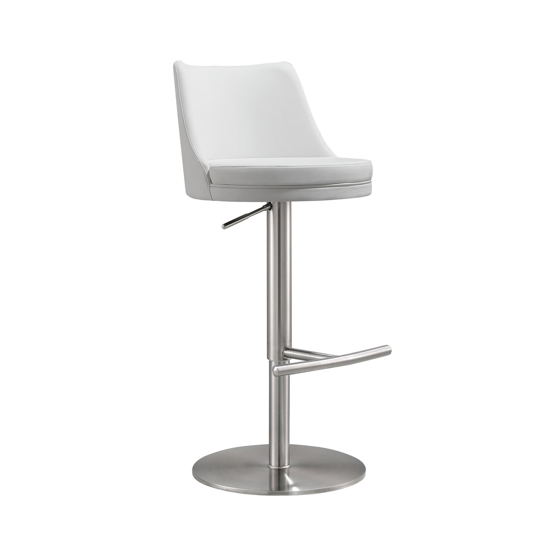 Jackson White and Silver Adjustable Stool