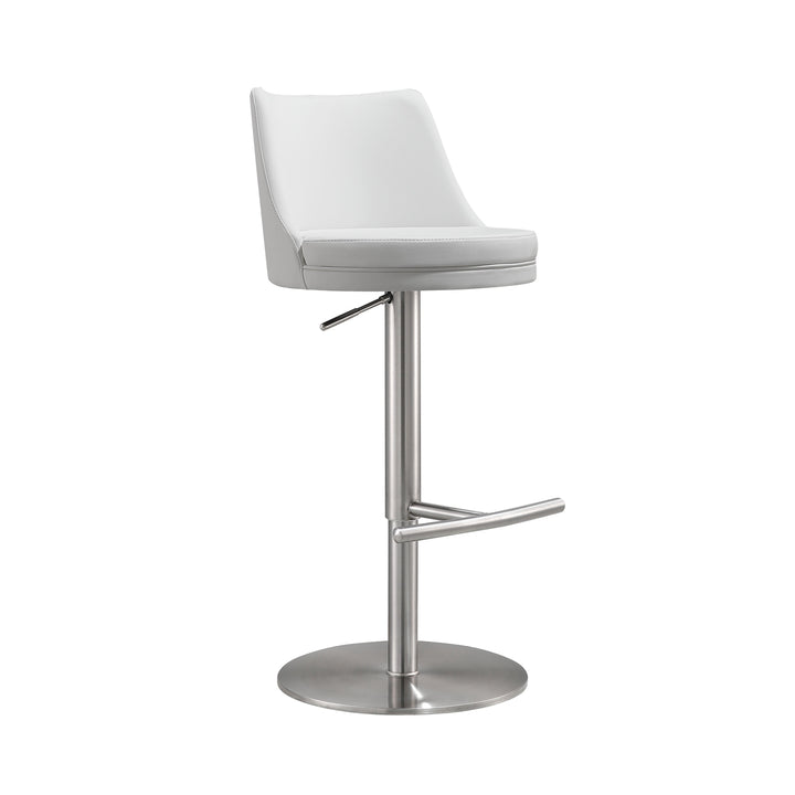 Jackson White and Silver Adjustable Stool