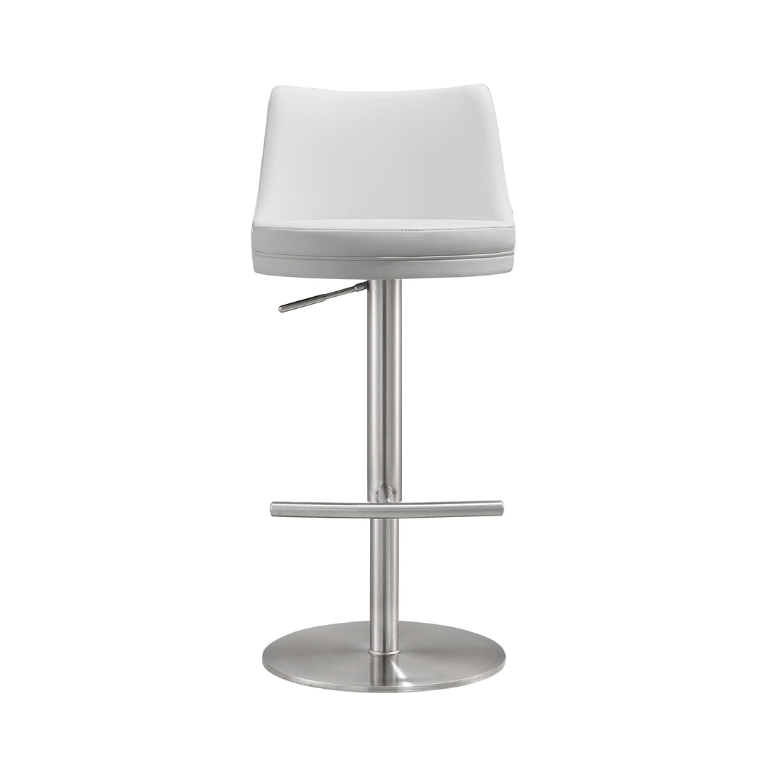 Jackson White and Silver Adjustable Stool