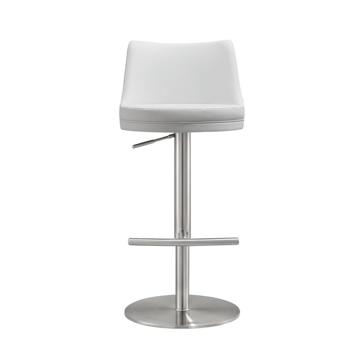 Jackson White and Silver Adjustable Stool