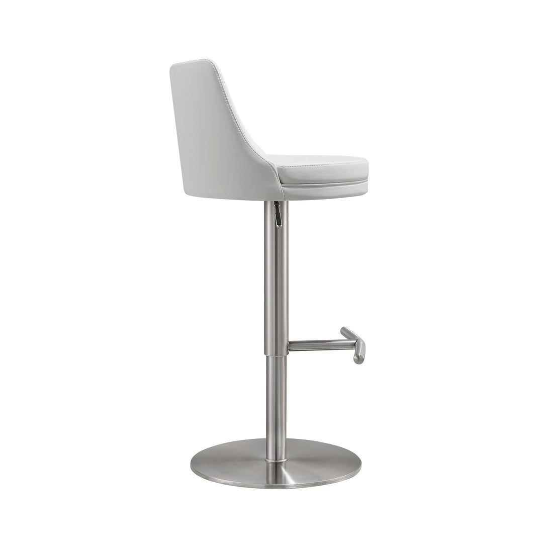 Jackson White and Silver Adjustable Stool