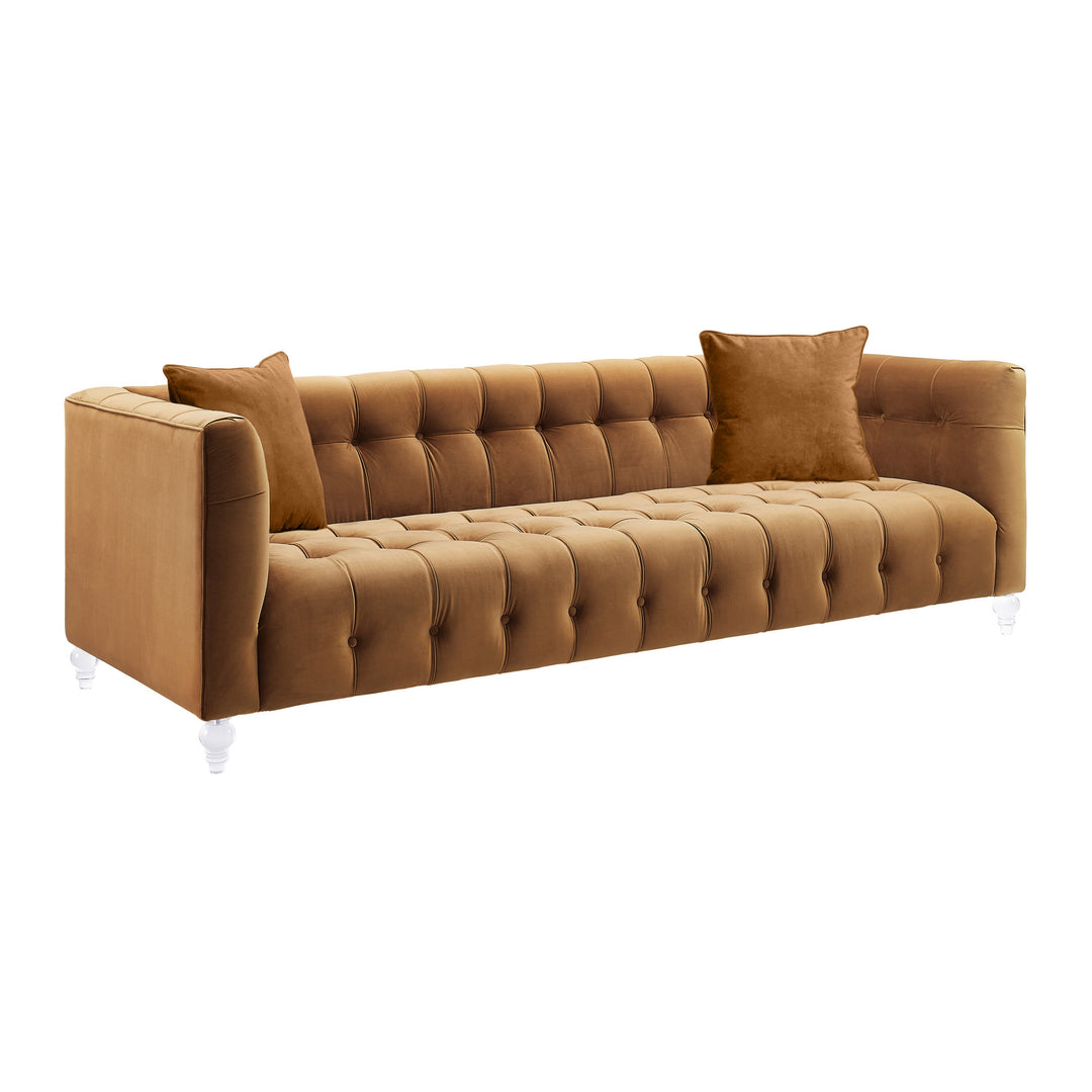 Kim Velvet Tufted Sofa - Camel