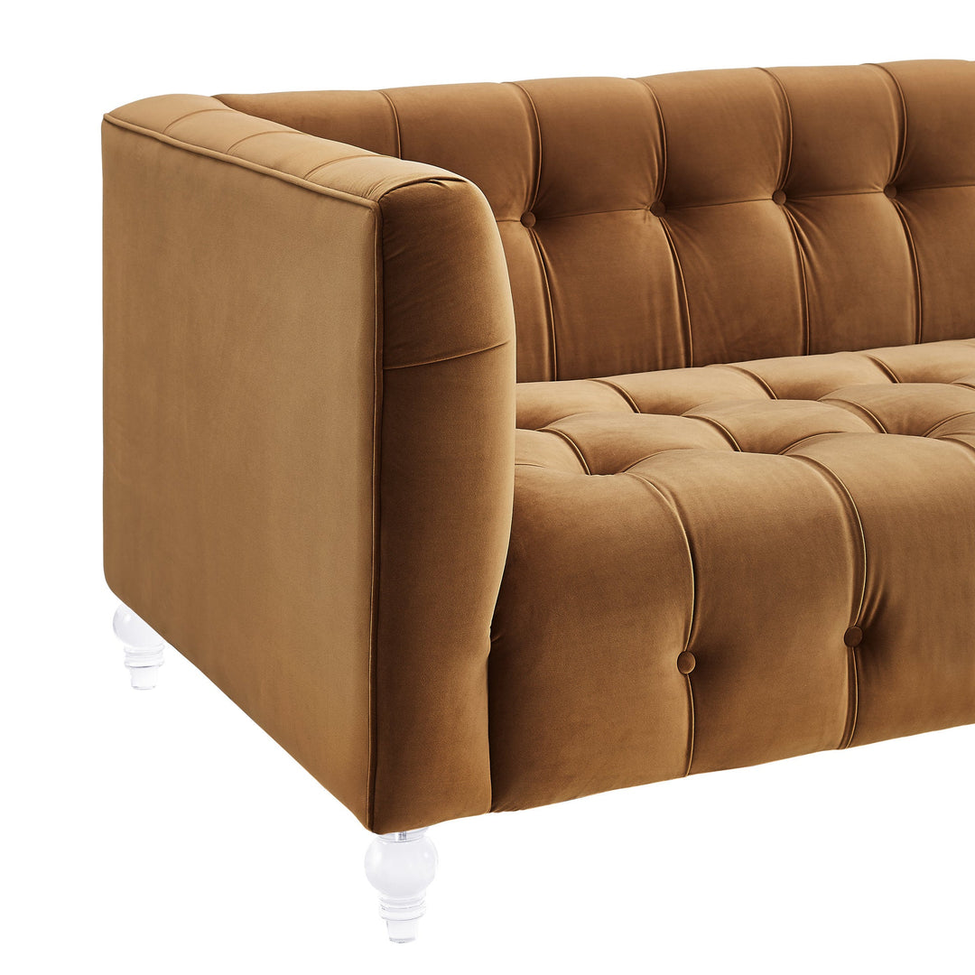 Kim Velvet Tufted Sofa - Camel