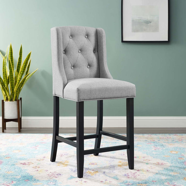 Troban Upholstered Fabric Counter Stool - Light Gray