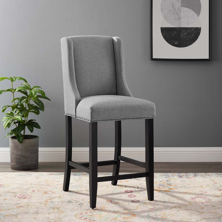 Rona Upholstered Fabric Counter Stool -  Light Gray