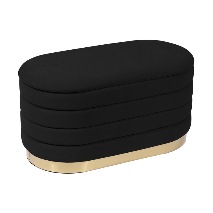 Lily Black Velvet Storage Bench