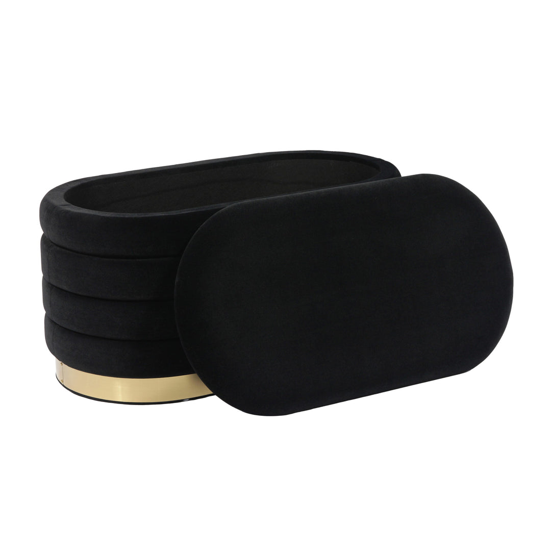 Lily Black Velvet Storage Bench