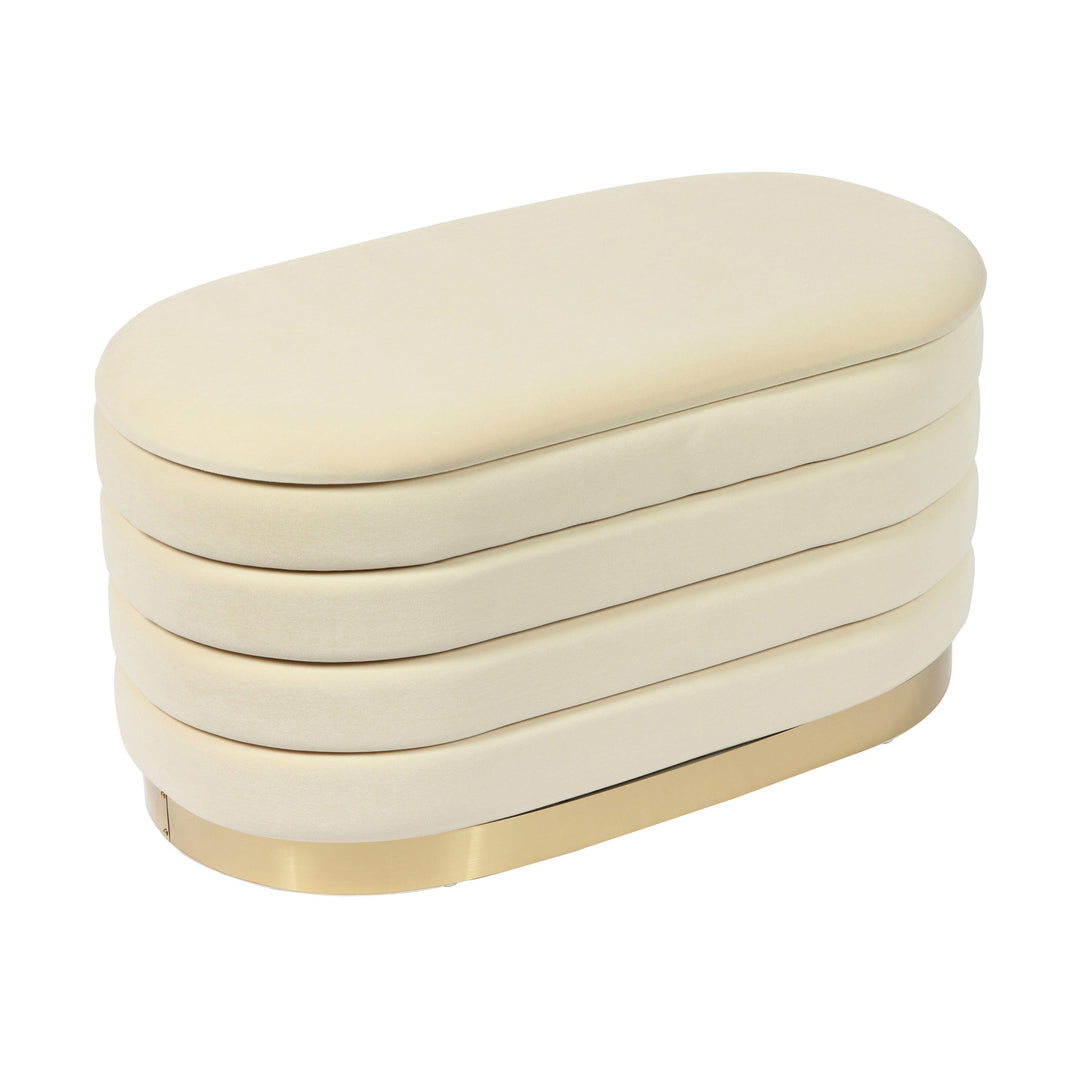 Lily Cream Velvet Storage Bench