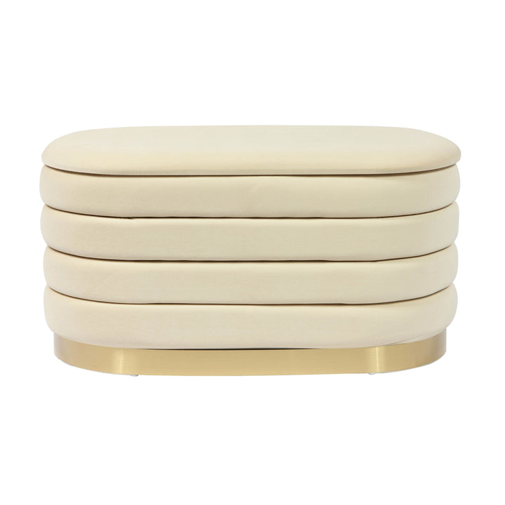 Lily Cream Velvet Storage Bench