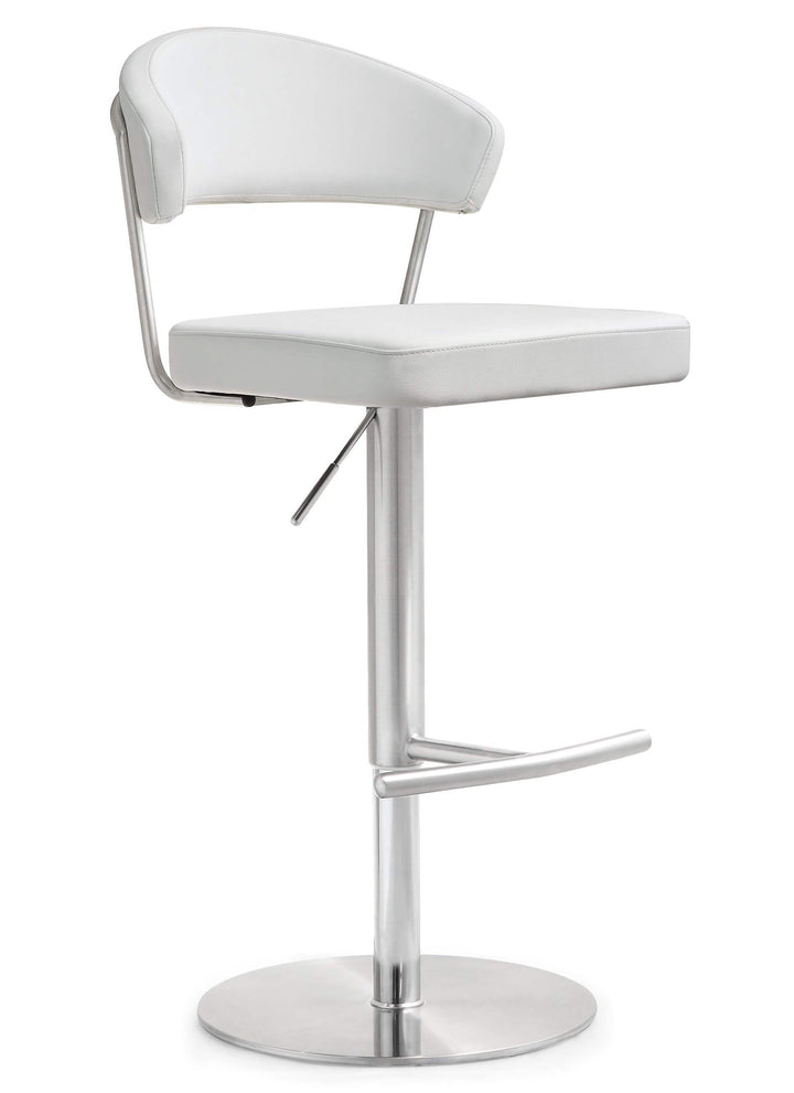 Luna White Steel Adjustable Barstool