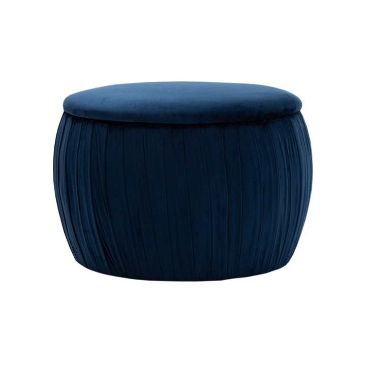 Marigold Navy Velvet Storage Ottoman