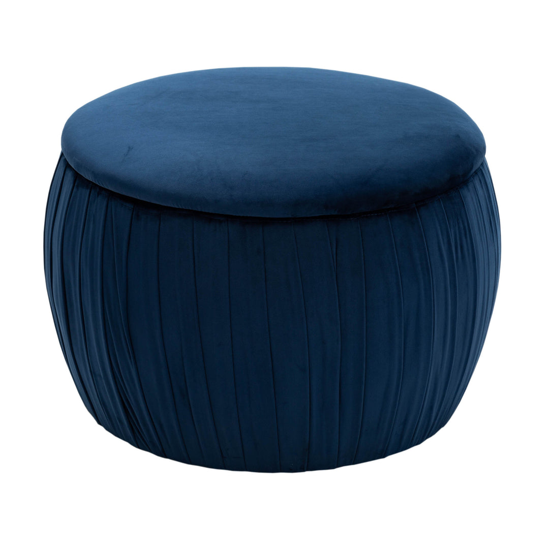 Marigold Navy Velvet Storage Ottoman