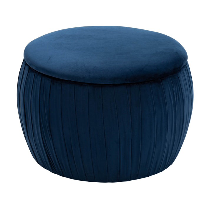 Marigold Navy Velvet Storage Ottoman