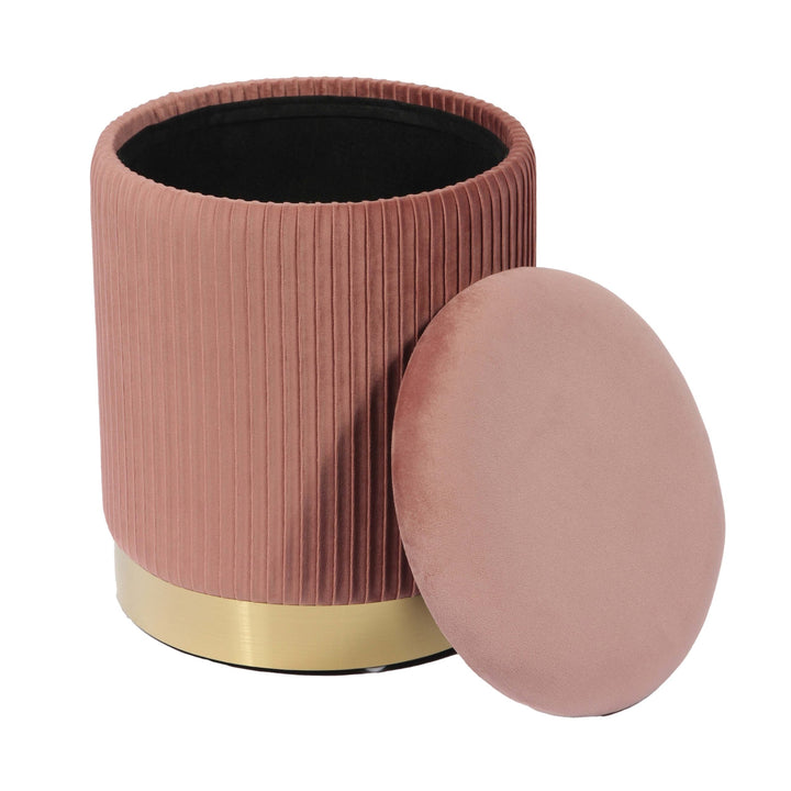 Mia Blush Velvet Storage Ottoman