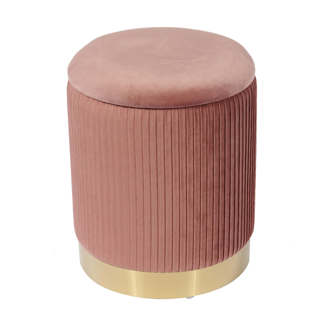 Mia Blush Velvet Storage Ottoman