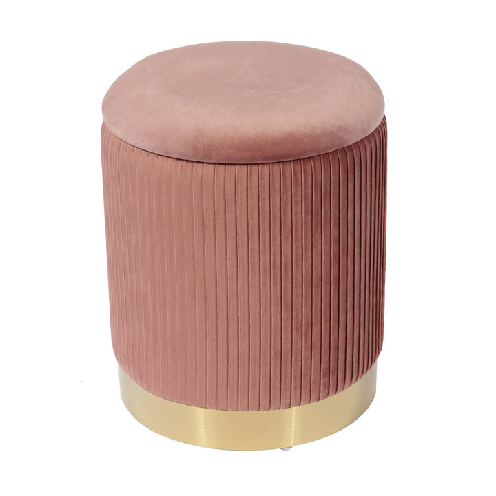 Mia Blush Velvet Storage Ottoman
