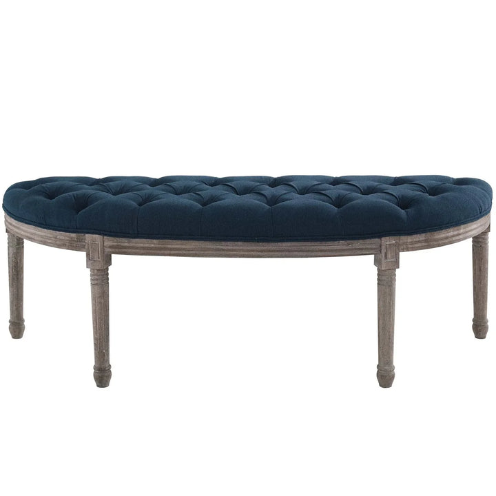 Esme Vintage Upholstered Fabric Bench - Navy