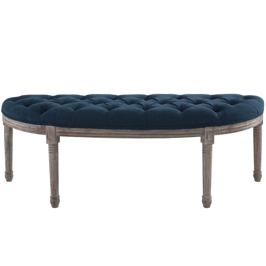 Esme Vintage Upholstered Fabric Bench - Navy
