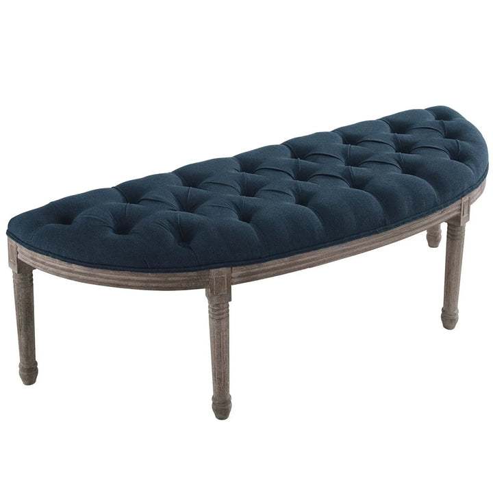 Esme Vintage Upholstered Fabric Bench - Navy