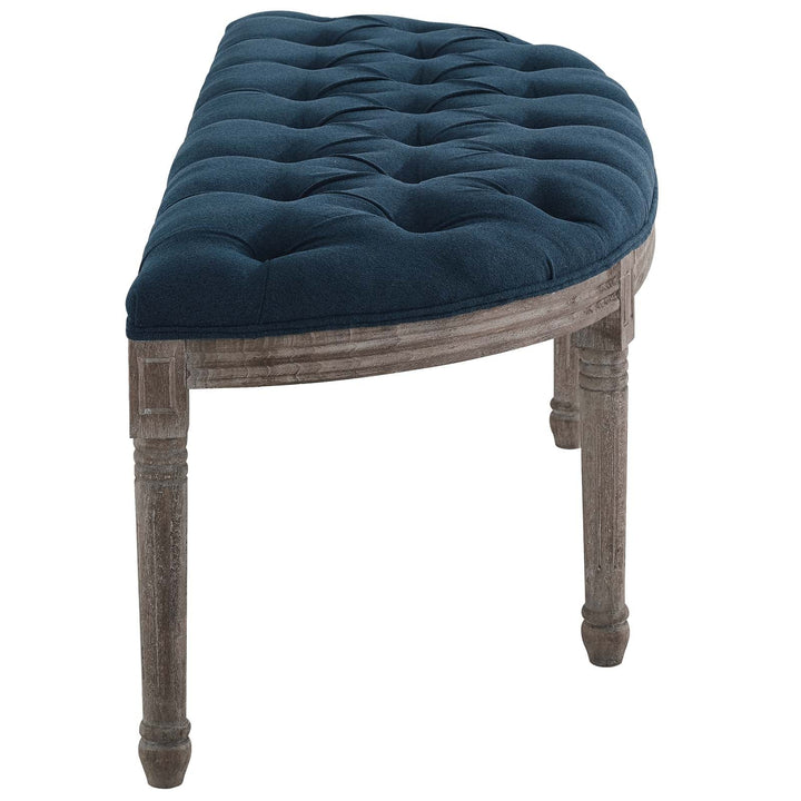 Esme Vintage Upholstered Fabric Bench - Navy